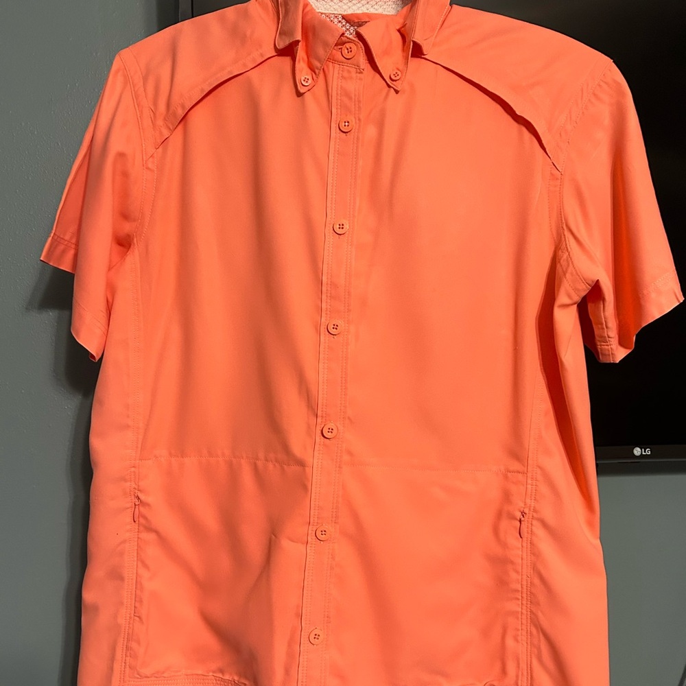 Womens Orange Short Sleeve Shirt Magellan
